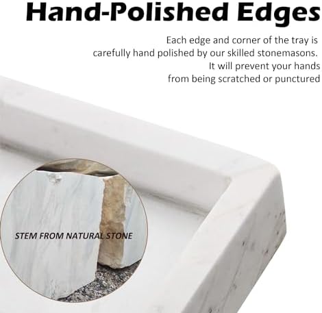 WORHE Natural Marble Vanity Tray for Jewelry and Makeup