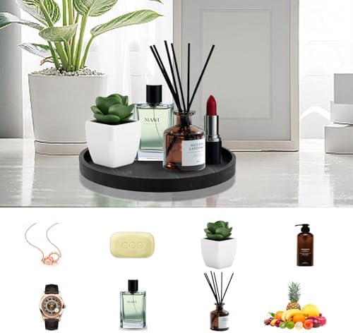 Silicone Bathroom Vanity Tray 7 Inch Marble Black