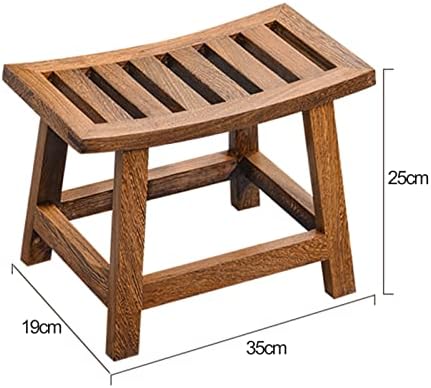 Wooden Shower Bench Storage Shelf with Non-Slip Base