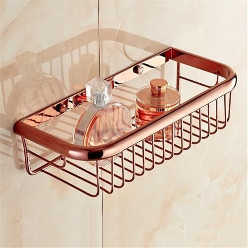 Stylish Rose Gold Copper Shower Caddy with Storage