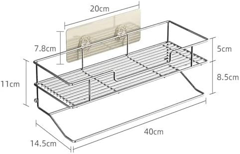 Stainless Steel Shower Caddy with Towel Rack and Storage