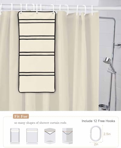QueenKer Shower Curtain Set with Organizer