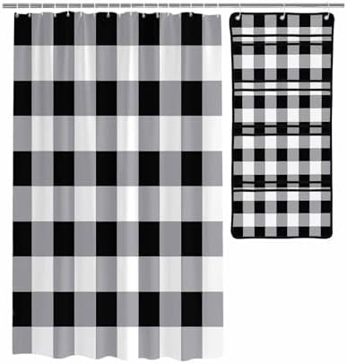 Singingin Shower Curtain Organizer Set Vintage Farmhouse Waterproof 10 Pockets Quick Dry Caddy