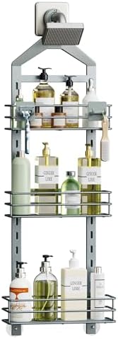 Orimade Adjustable Anti-slip Shower Caddy Overhead with 2 Razor Hooks