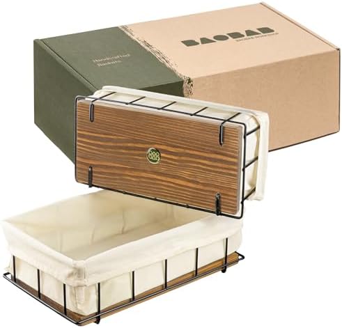 BAOBAB WORKSHOP Set of 2 Wooden Bathroom Baskets Organizer Storage