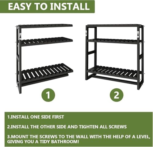 3 Tier Adjustable Bamboo Bathroom Shelf with Towel Racks