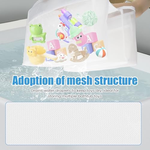 Bath Toy Storage Holder with 2 Pockets and Quick Dry Design