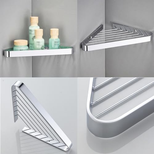 Triangle Metal Shower Shelf Corner Organizer 6 Colors Silver