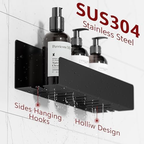Qeke Shower Caddy 12 Inch Matte Black Stainless Steel