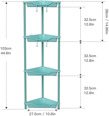 Orimade Rustproof 4 Tier Corner Shower Caddy Organizer Blue