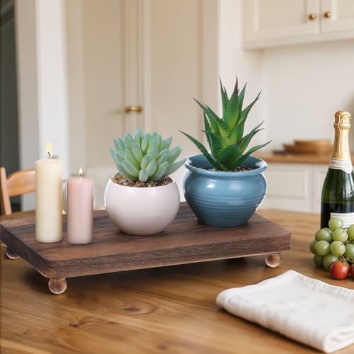 Exclaith Wood Pedestal Stand 12x7 Inch Brown