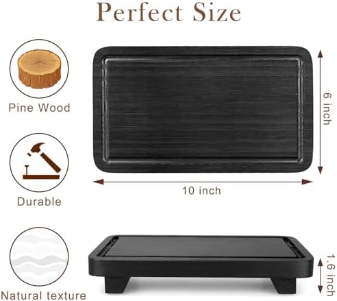Black Wood Soap Dispenser Organizer Bathroom Counter Tray