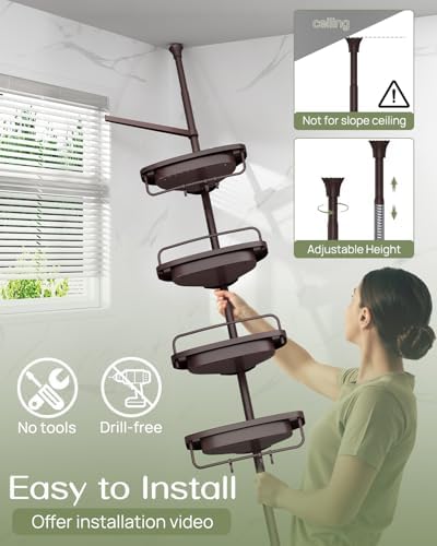 ALLZONE Rustproof Shower Caddy Corner with 4 Adjustable Shelves