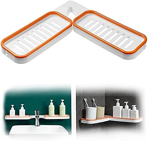 Bathroom Corner Storage Rack with Suction Cup 180 Degree Rotatable Punch-Free Installation