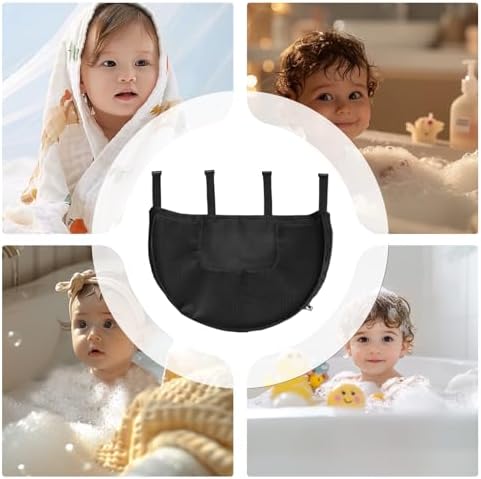 Bath Toy Organizer with Adhesive Hooks and Side Pockets