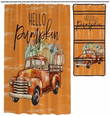 Hello Pumpkin Shower Curtain with Organizer Set