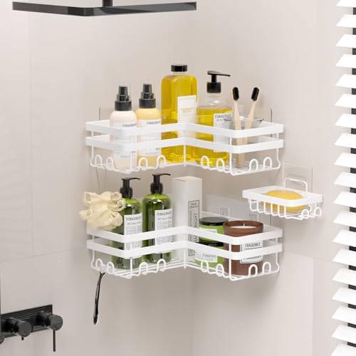 StorageRight Corner Shower Caddy 3 Pack Adhesive Organizer