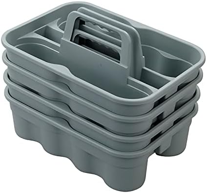 Kekow 4-Pack Plastic Shower Caddy with Handle Gray