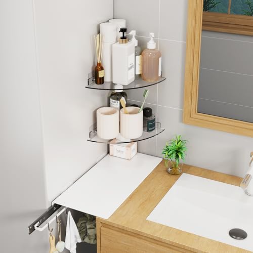 Acrylic Corner Shower Caddy Shelf 2 Pack - Space Saving Wall Mounted Organizer