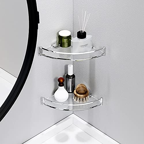 Cubane 8mm Tempered Glass Shower Shelf with Brass Frame