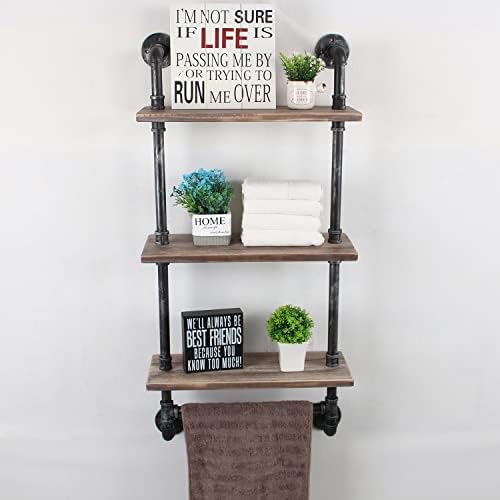Industrial Style 3 Tier Towel Rack Over Toilet