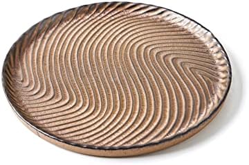 Stoneware Vanity Tray with Raised Edges and Brown Glaze