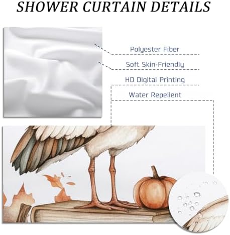 DESIHOM Autumn Stork Bird Shower Curtain Set
