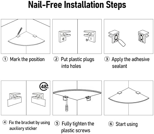 2-Pack Glass Corner Shower Shelves Drill Free Installation
