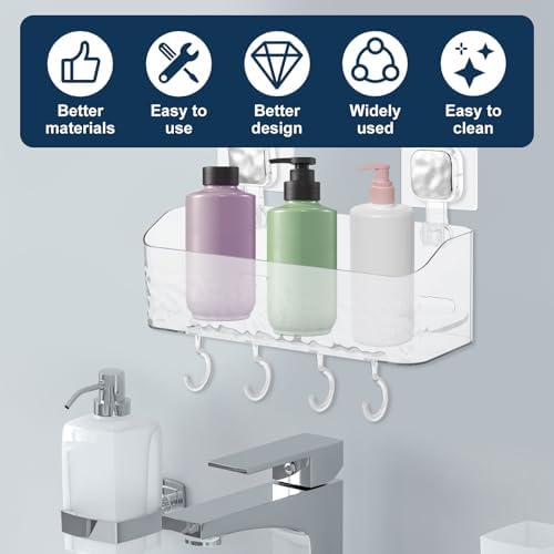 2 Pcs Adhesive Shower Caddy Large Capacity Organizer for Bath