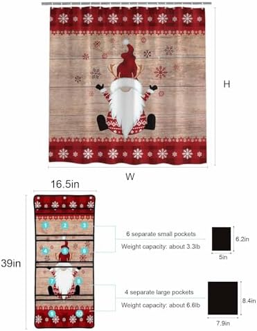 ZFUNCING Shower Curtain Set with 10 Pockets and Hooks 1