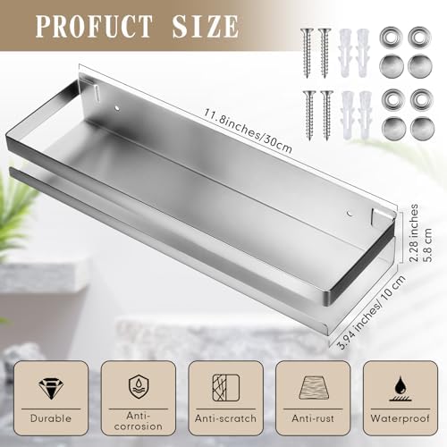 Lallisa 2 Piece Stainless Steel Floating Shower Caddy with Storage