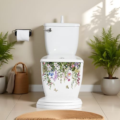 Galepromot Plant Leaves Toilet Lid Stickers Self-Adhesive Decals