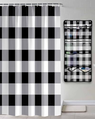 Singingin Shower Curtain Organizer Set Vintage Farmhouse Waterproof 10 Pockets Quick Dry Caddy