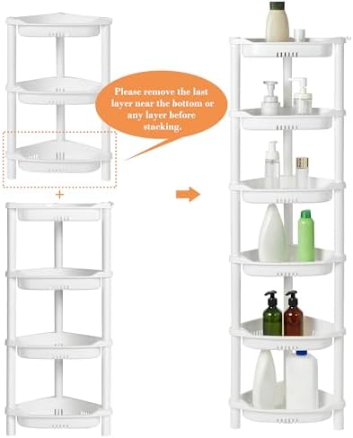 ELYKEN 4 Tier Shower Caddy Organizer Shelf Corner White