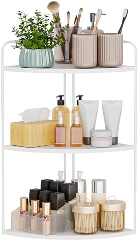 White Corner Counter Organizer for Bathroom