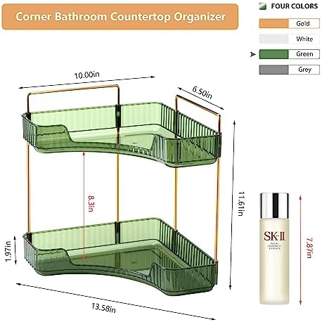 Weidace Corner Bathroom Counter Organizer 2 Tiers Green