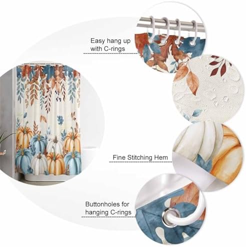 Thanksgiving 4 Piece Shower Curtain Set with Non-Slip Rugs