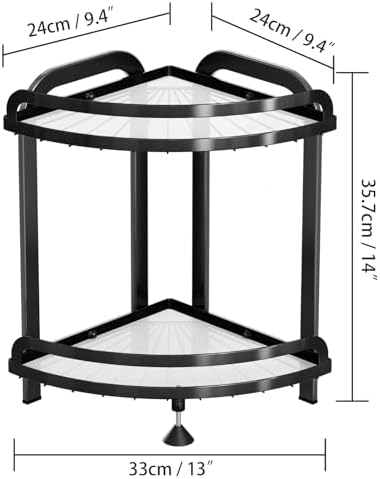 Yiwafu Black Corner Shelf Bathroom Organizer 2-Tier Storage
