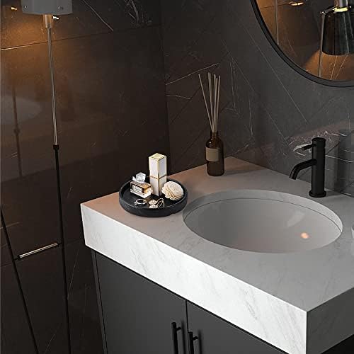 Elegant Marbled Round Jewelry Dish Key Holder White Ceramic Vanity Tray for Bathroom Organizer