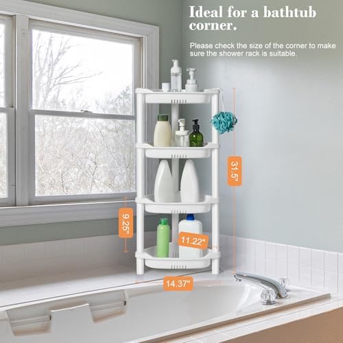 ELYKEN 4 Tier Shower Caddy Organizer Shelf Corner White