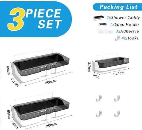 2-Pack Shower Caddy with Soap Dish and Hooks