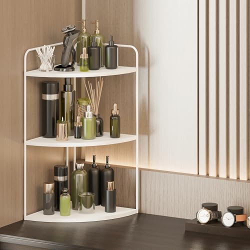 White Corner Counter Organizer for Bathroom