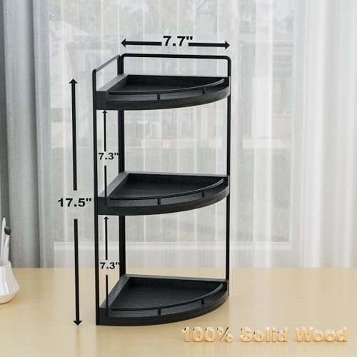 CeleVista Corner Organizer 3 Tier Wood Storage Shelf Black