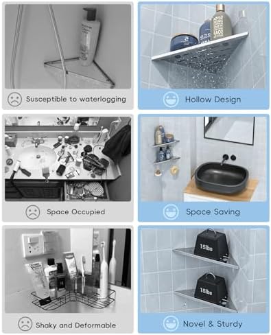 DAYONE 2 Pack Corner Shower Shelves 10 Inch Chrome