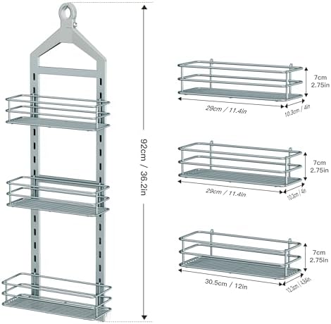 Orimade Adjustable Anti-slip Shower Caddy Overhead with 2 Razor Hooks