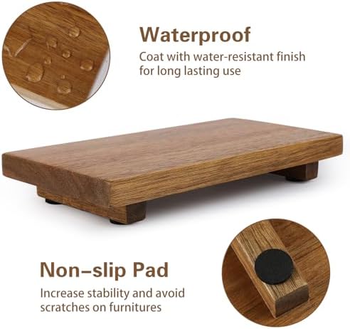 ZOVANO Small Tray Pedestal Stand - Waterproof Wood Display Riser