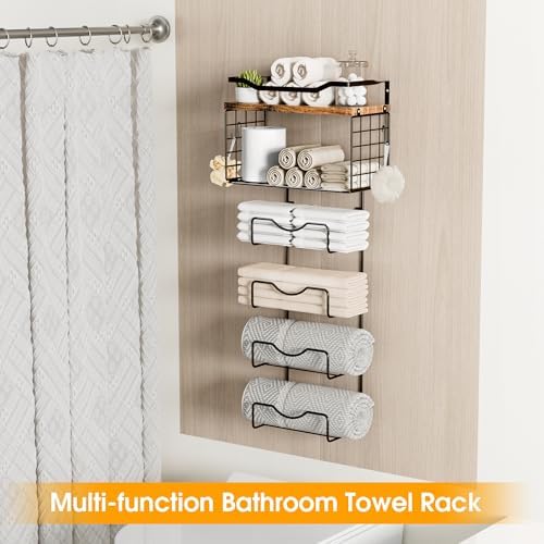 LIDTOP 6 Tier Towel Rack with Floating Shelves