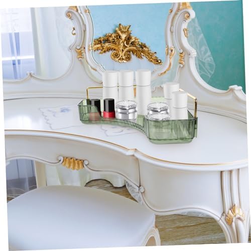 Triangular Makeup Organizer Shelf Corner Storage for Bathroom Vanity Single Layer Green