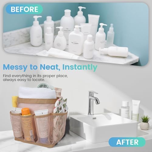 Shower Caddy with 9 Pockets for Travel and Dorm Use