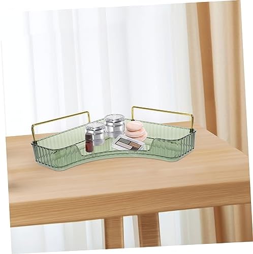 Triangular Makeup Organizer Shelf Corner Storage for Bathroom Vanity Single Layer Green